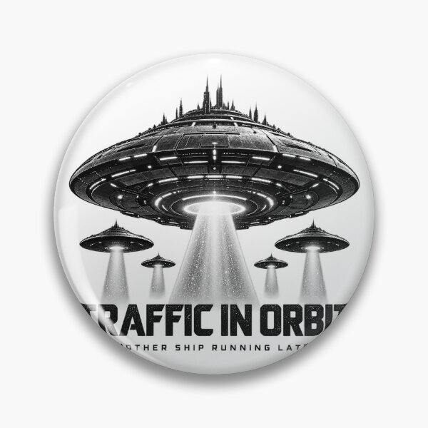 Item preview, Traffic In Orbit Mother Ship Running Late Retro Sci-Fi UFO Humor designed and sold by zzz888.
