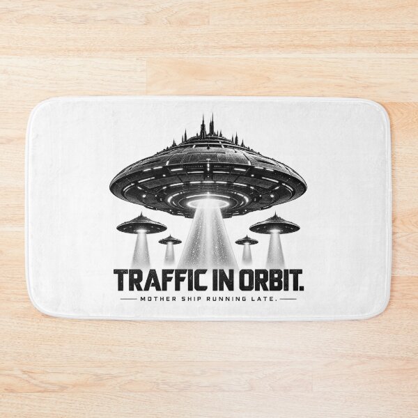 Item preview, Traffic In Orbit Mother Ship Running Late Retro Sci-Fi UFO Humor designed and sold by zzz888.