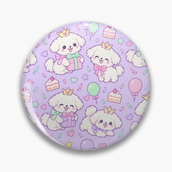 Item preview, Kawaii Birthday Maltese Puppy Pattern designed and sold by Soft Berry Studio.