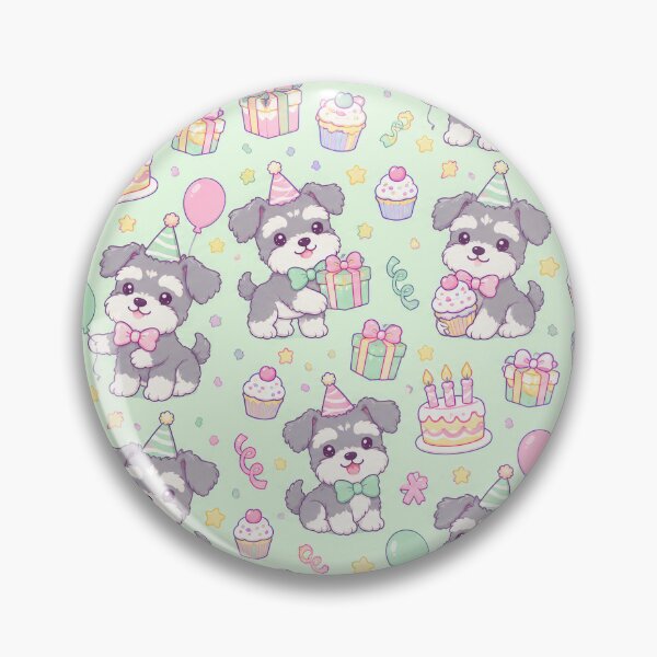 Item preview, Kawaii Birthday Schnauzer Puppy Pattern designed and sold by Soft Berry Studio.