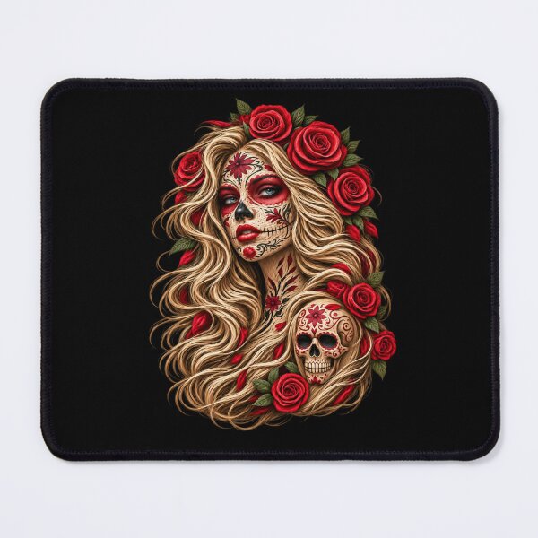 Item preview, Calavera Woman with Red Roses and Skull designed and sold by JUTElCONIC.