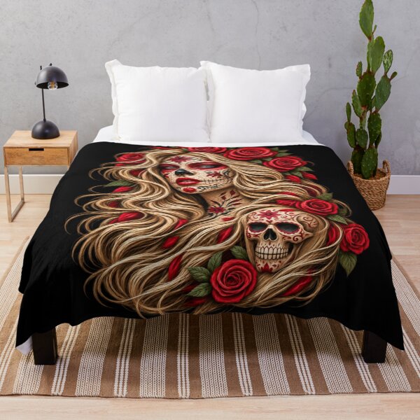 Item preview, Calavera Woman with Red Roses and Skull designed and sold by JUTElCONIC.