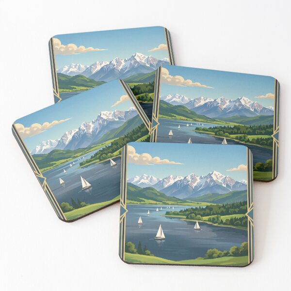 Item preview, Chiemsee Germany Vintage Travel Poster – Bavarian Lake Herreninsel Fraueninsel Alps designed and sold by Bomax121.