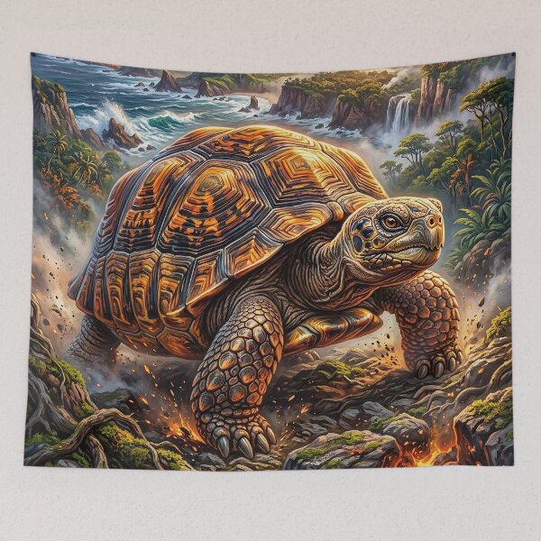 Item preview, Giant Tortoise Walking Across a Volcanic Island designed and sold by Lucid Dream Pixel.