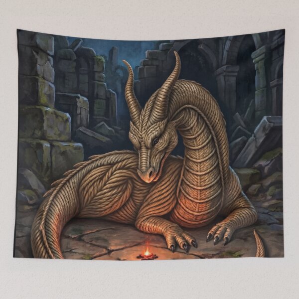 Item preview, Horned Dragon Guarding the Last Ember designed and sold by JUTElCONIC.