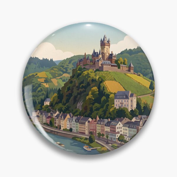 Item preview, Cochem Germany Vintage Travel Poster – Reichsburg Castle Moselle River Romantic Valley designed and sold by Bomax121.