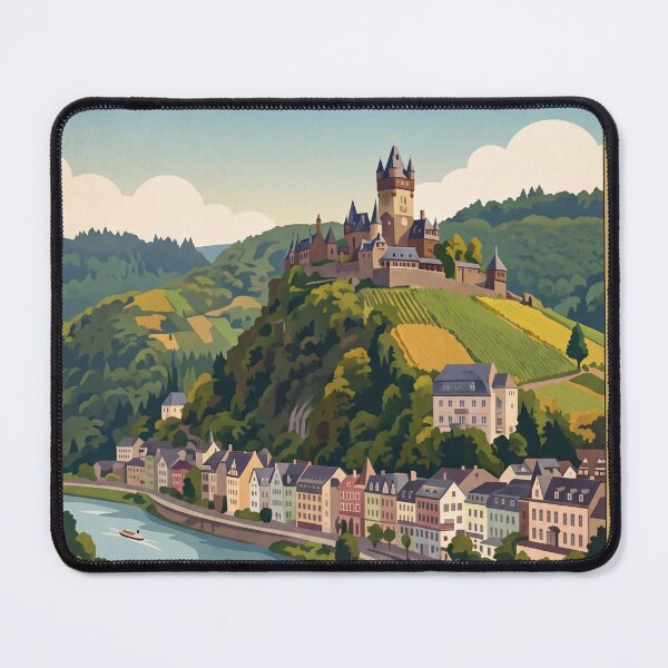 Item preview, Cochem Germany Vintage Travel Poster – Reichsburg Castle Moselle River Romantic Valley designed and sold by Bomax121.