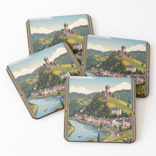 Item preview, Cochem Germany Vintage Travel Poster – Reichsburg Castle Moselle River Romantic Valley designed and sold by Bomax121.