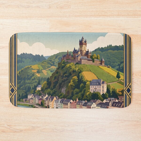Item preview, Cochem Germany Vintage Travel Poster – Reichsburg Castle Moselle River Romantic Valley designed and sold by Bomax121.