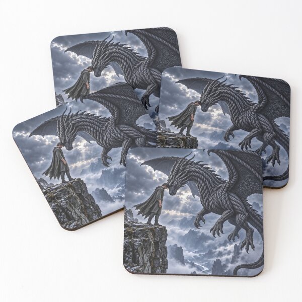 Item preview, Black Dragon and Human at the Cliff Edge designed and sold by JUTElCONIC.