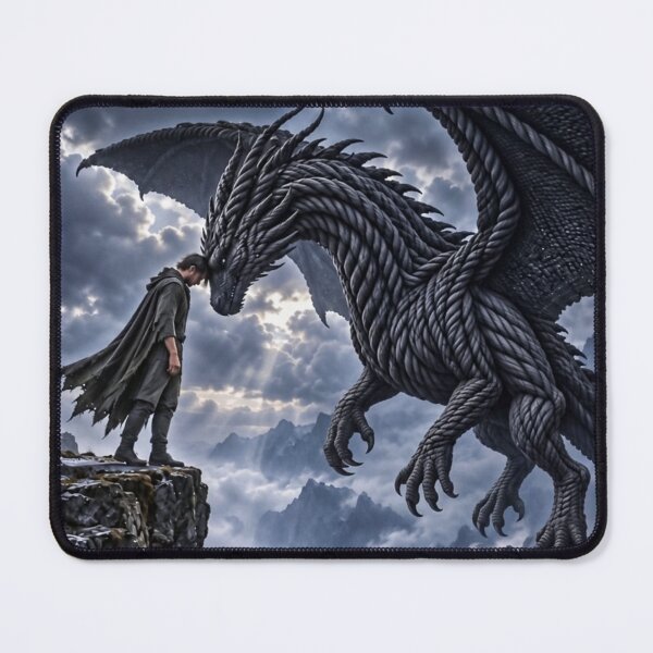 Item preview, Black Dragon and Human at the Cliff Edge designed and sold by JUTElCONIC.