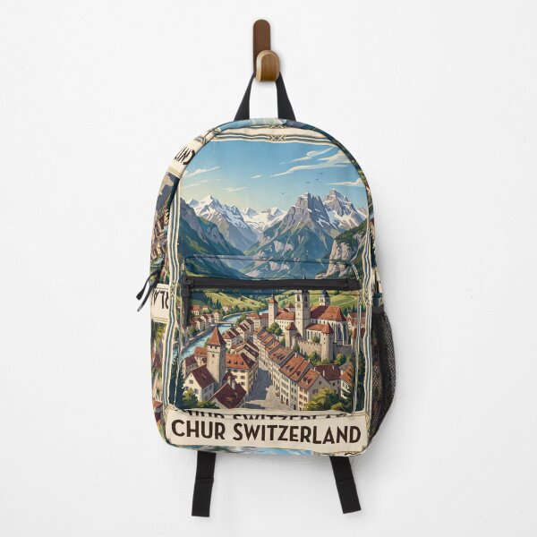 Item preview, Chur Switzerland Vintage Travel Poster – Swiss Alps Old Town Alpine Valley Graubünden designed and sold by Bomax121.