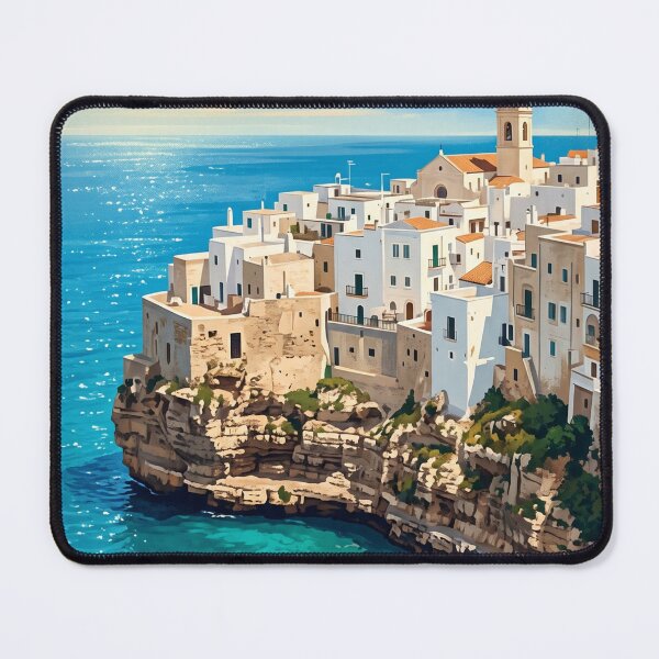 Item preview, Polignano a Mare Italy Vintage Travel Poster – Puglia Adriatic Sea Lama Monachile Coastal Cliffs designed and sold by Bomax121.
