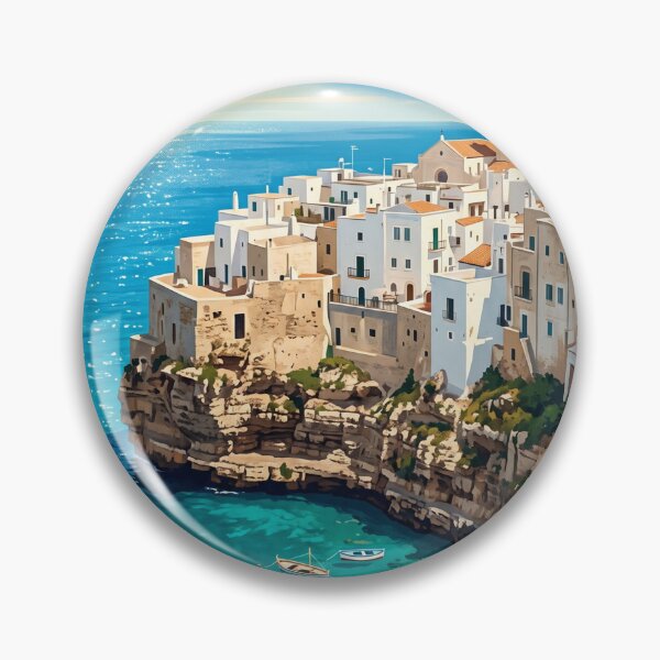 Item preview, Polignano a Mare Italy Vintage Travel Poster – Puglia Adriatic Sea Lama Monachile Coastal Cliffs designed and sold by Bomax121.