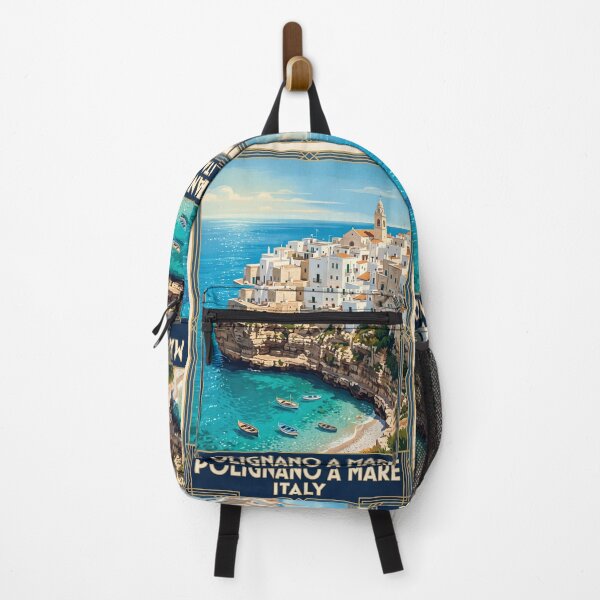Item preview, Polignano a Mare Italy Vintage Travel Poster – Puglia Adriatic Sea Lama Monachile Coastal Cliffs designed and sold by Bomax121.