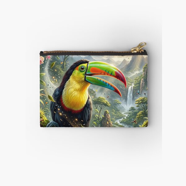 Item preview, Colorful Toucan Perched on a Mossy Jungle Branch designed and sold by Lucid Dream Pixel.
