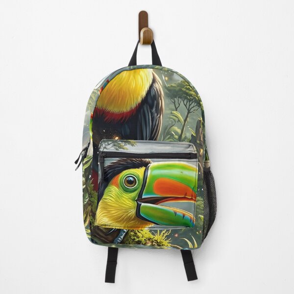 Item preview, Colorful Toucan Perched on a Mossy Jungle Branch designed and sold by Lucid Dream Pixel.