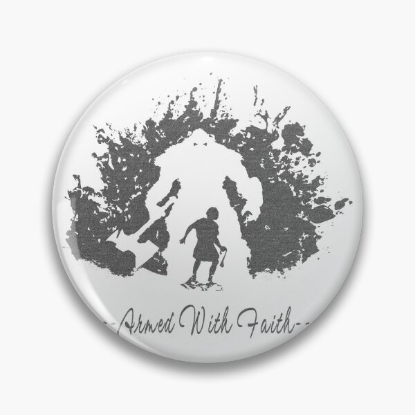 Item preview, David vs Goliath – Faith Over Fear | Armed with Faith | Christian Grunge silhouette Art | Grey black designed and sold by ZechJohnRB.