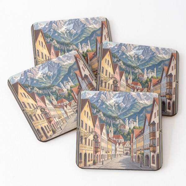 Item preview, Füssen Germany Vintage Travel Poster – Bavarian Alps Neuschwanstein Castle Forggensee designed and sold by Bomax121.