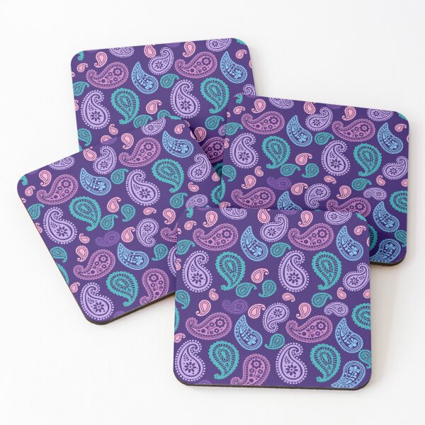 Item preview, Retro Purple Paisley Pattern – Pink Turquoise & Lilac Boho Floral designed and sold by BigfeetLittlepaws.