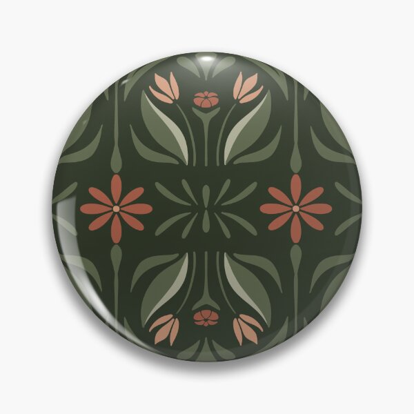 Item preview, Borde floral de arte popular escandinavo en verde bosque designed and sold by Flora-and-Fable.