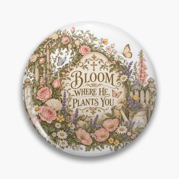 Item preview, Bloom Where He Plants You | Cottage Garden Christian Sticker designed and sold by thelifeofky.