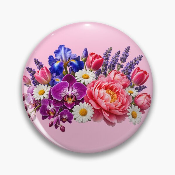 Item preview, Vibrant Garden Bouquet – Orchid Peony Iris Tulip Daisy & Lavender Flowers designed and sold by Classic Chaos Creations.
