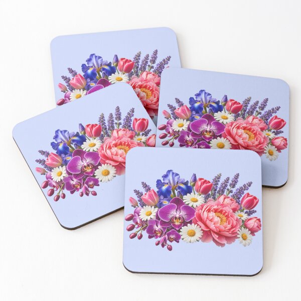 Item preview, Vibrant Garden Bouquet – Orchid Peony Iris Tulip Daisy & Lavender Flowers designed and sold by Classic Chaos Creations.