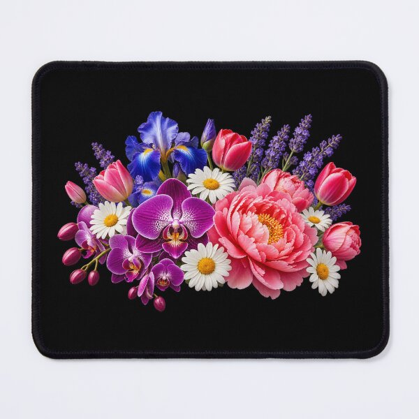 Item preview, Vibrant Garden Bouquet – Orchid Peony Iris Tulip Daisy & Lavender Flowers designed and sold by Classic Chaos Creations.