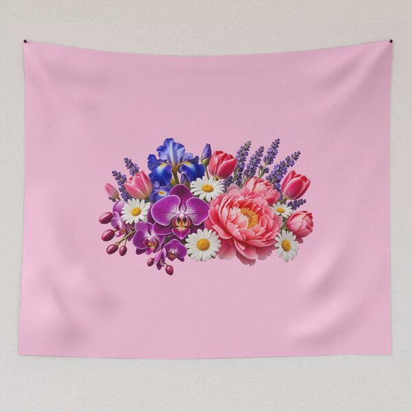 Item preview, Vibrant Garden Bouquet – Orchid Peony Iris Tulip Daisy & Lavender Flowers designed and sold by Classic Chaos Creations.