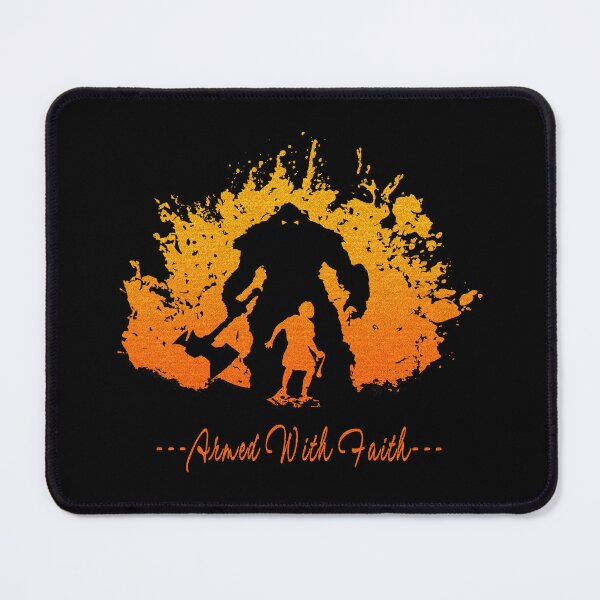 Item preview, David vs Goliath – Faith Over Fear | Armed with Faith | Christian Grunge silhouette Art | Glowing red designed and sold by ZechJohnRB.