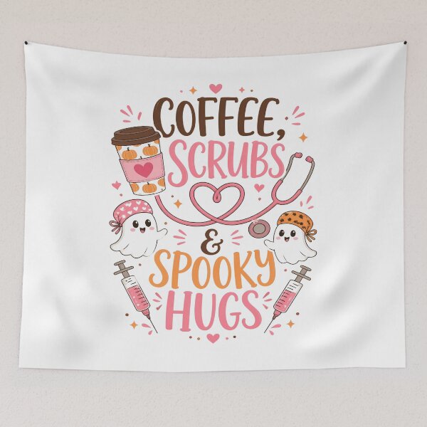 Item preview, Spooky Nurse Coffee – Cute Halloween Ghosts & Scrubs designed and sold by Art-Arcade6.