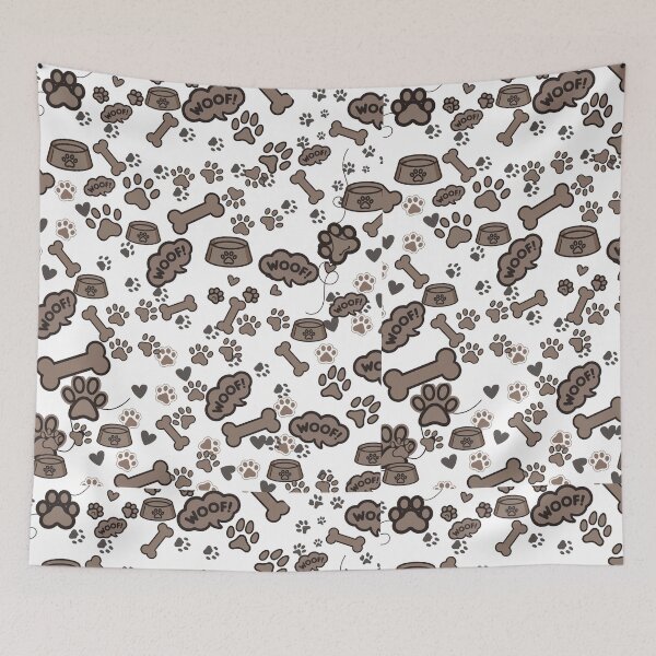 Item preview, Cute Puppy Dog Paw Bone Doodle Neutral Seamless Pattern designed and sold by wildsilencee.