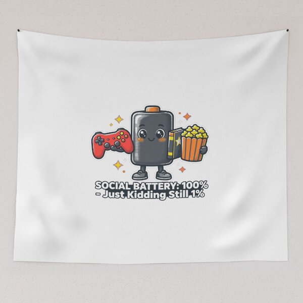 Item preview, funny Introvert Battery T-Shirt Sarcastic Social Battery Tee designed and sold by Tininai.