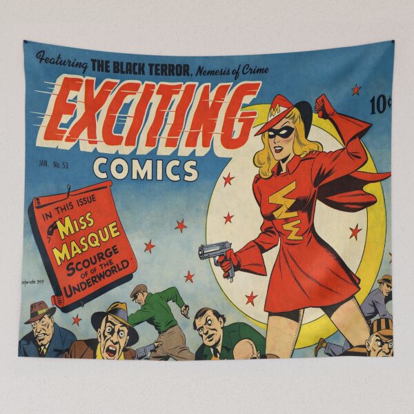 Item preview, Vintage Superhero Wall Art, Miss Masque Exciting Comics #53, Alex Schomburg Golden Age Comic designed and sold by RickE.