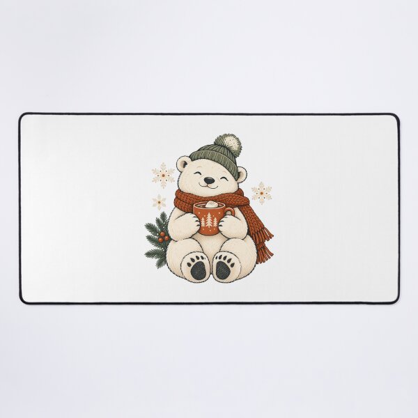 Item preview, Polar Bear with Hot Cocoa - Cozy Winter Animal designed and sold by cybersilverhand.