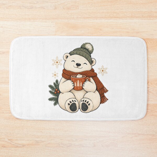 Item preview, Polar Bear with Hot Cocoa - Cozy Winter Animal designed and sold by cybersilverhand.