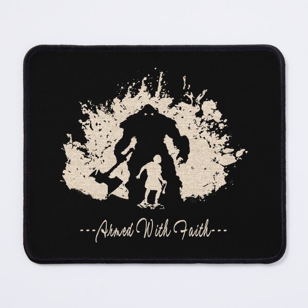 Item preview, David vs Goliath – Faith Over Fear | Armed with Faith | Christian Grunge silhouette Art | white designed and sold by ZechJohnRB.