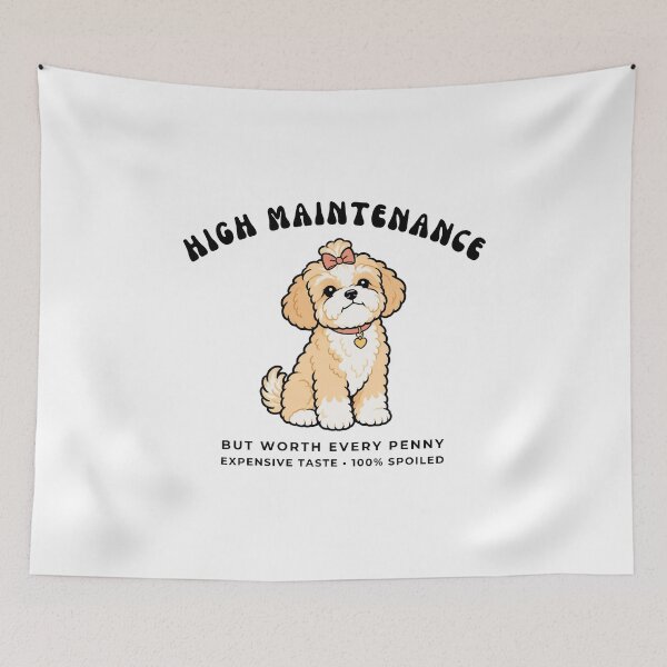 Item preview, High Maintenance Spoiled Maltipoo Doodle Cute Fluffy Dog Retro Art designed and sold by wildsilencee.