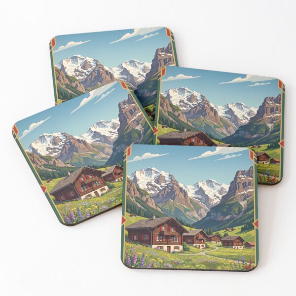 Item preview, Adelboden Switzerland Vintage Travel Poster – Bernese Alps Alpine Village Engstligen Falls designed and sold by Bomax121.