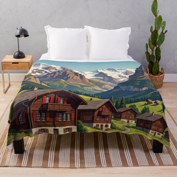 Item preview, Adelboden Switzerland Vintage Travel Poster – Bernese Alps Alpine Village Engstligen Falls designed and sold by Bomax121.