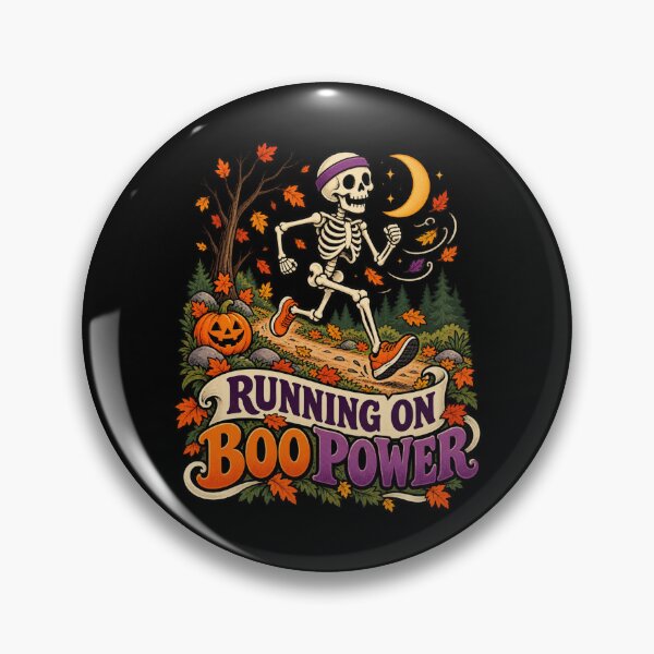 Item preview, Running On Boo Power - Halloween Skeleton Runner designed and sold by Good Mood Foundry.