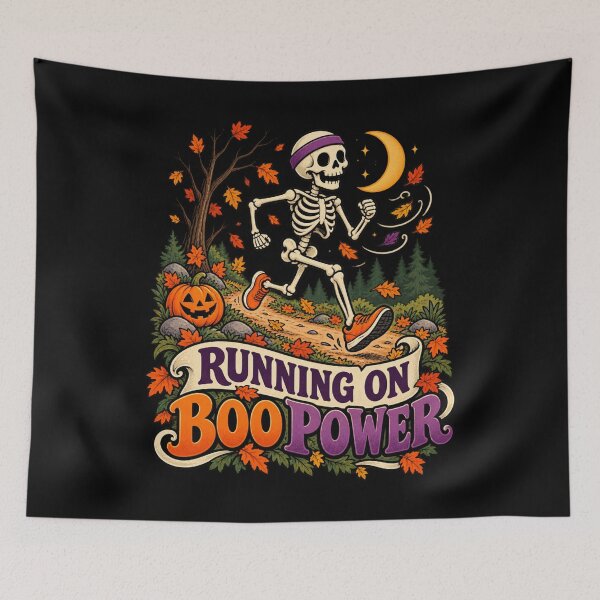 Item preview, Running On Boo Power - Halloween Skeleton Runner designed and sold by Good Mood Foundry.