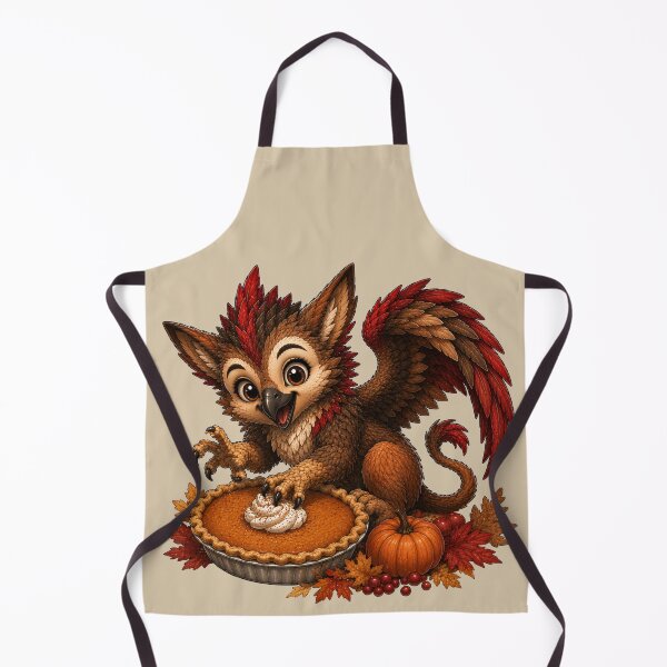 Item preview, Cute Autumn Griffin with Pumpkin Pie Whimsical Thanksgiving Art designed and sold by Hatchling Hollow.