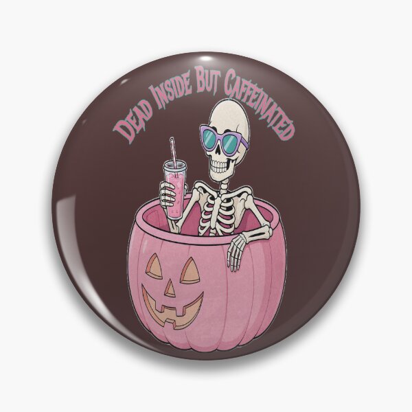 Item preview, Dead Inside But Caffeinated Funny Pink Halloween Skeleton designed and sold by CraftyValley.