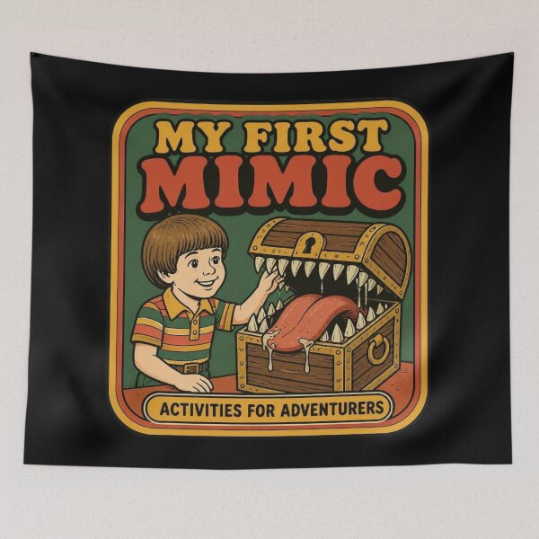 Item preview, My First Mimic Retro 70s Activity Book DND Dark Humor designed and sold by Dice_Goblin_Studio.