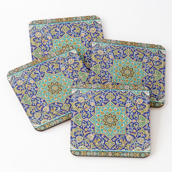 Item preview, Persian Tile Mosaic Traditional Blue Arabesque Pattern Iranian Architecture Art designed and sold by yousefi.