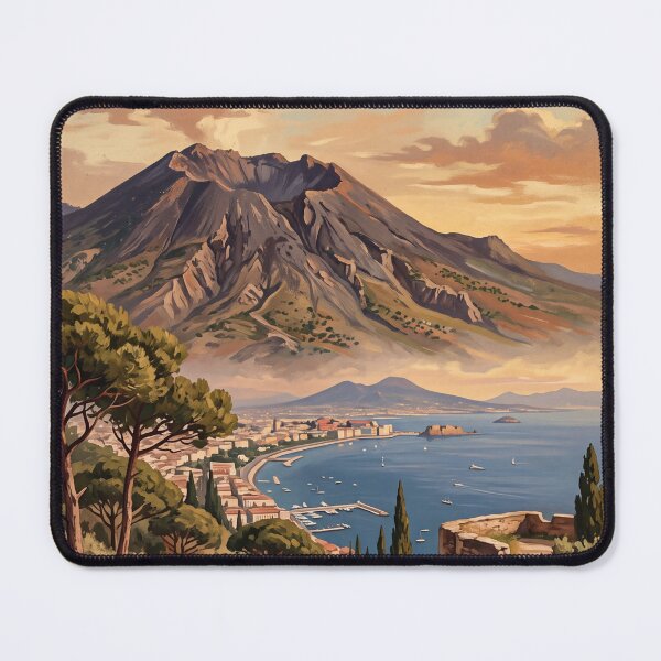 Item preview, Vesuvius National Park Italy Vintage Travel Poster – Mount Vesuvius Volcano Naples Bay Campania designed and sold by Bomax121.
