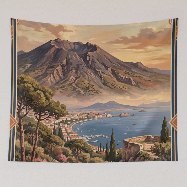 Item preview, Vesuvius National Park Italy Vintage Travel Poster – Mount Vesuvius Volcano Naples Bay Campania designed and sold by Bomax121.