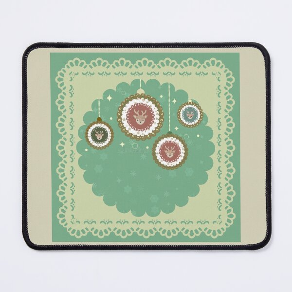 Item preview, Cozy Mint Green Christmas Ornaments & Elegant Lace Frame Design designed and sold by Liberarteprint.